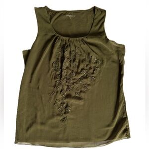 Coldwater Creek Olive Green Sleeveless Blouse – Women’s Casual Top Size Large